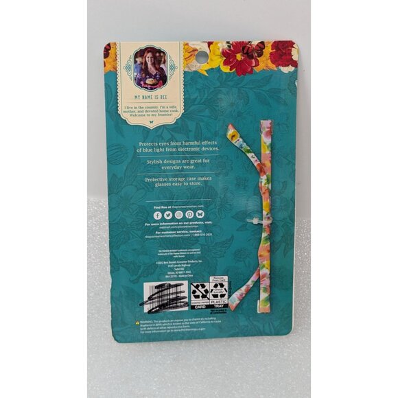 The Pioneer Woman Breezy Blossom Blue Light Screen Protection Glasses With Case - Picture 2 of 3